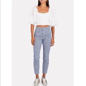 L'Agence Mandy gingham Seersucker High Rise Skinny pants Cropped Ankle checker